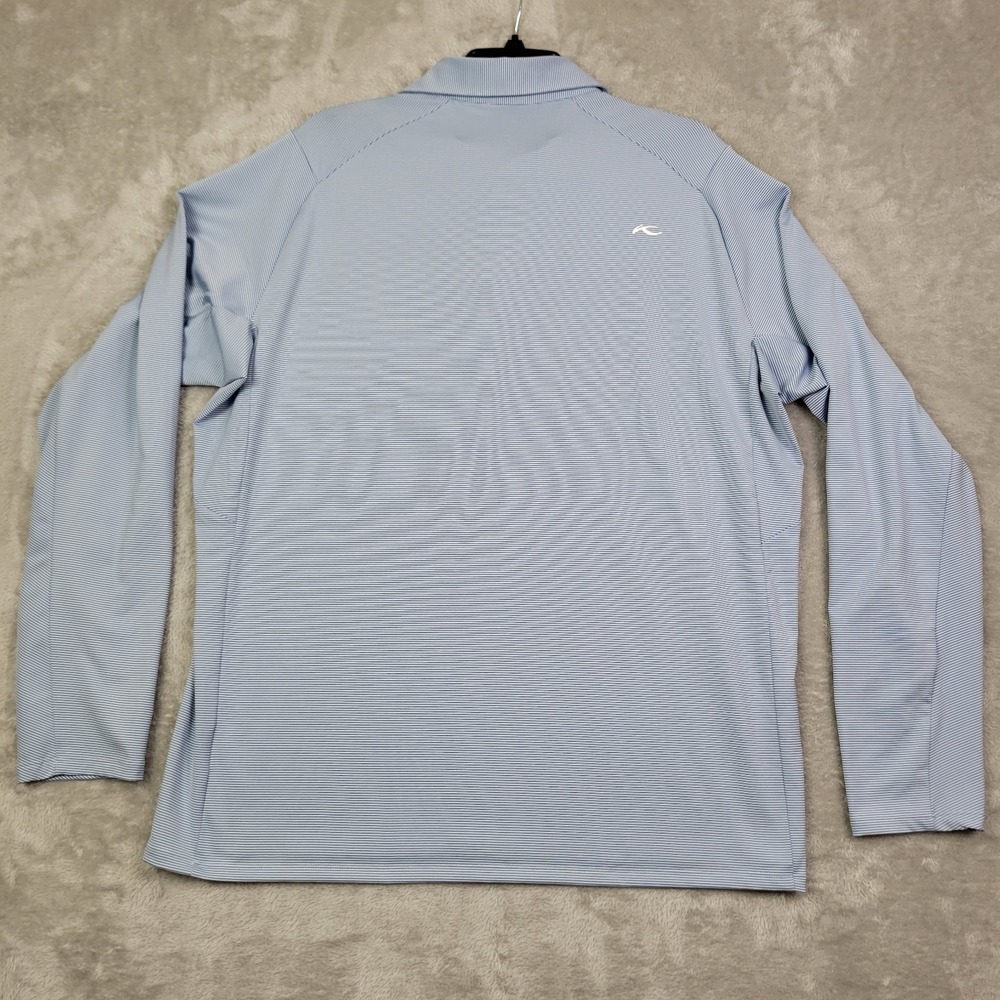 KJUS Mens XL Blue Striped Polo Long Sleeve Comfort Fit Golf Shirt UPF 50+ - Picture 3 of 8